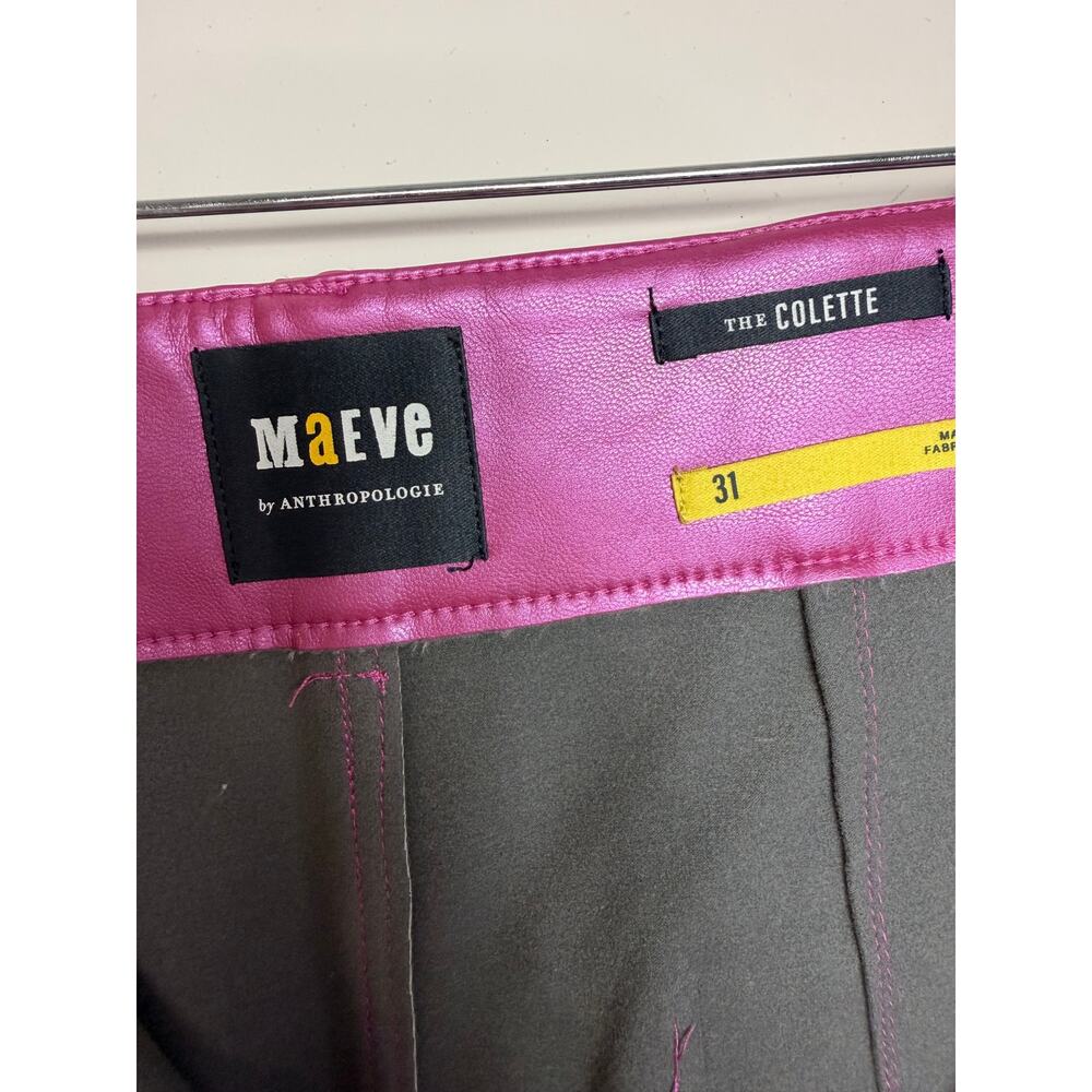 Maeve by Anthropologie Colette Wide Leg Faux Leather Pants Pink Women’s 31 - Picture 4 of 5